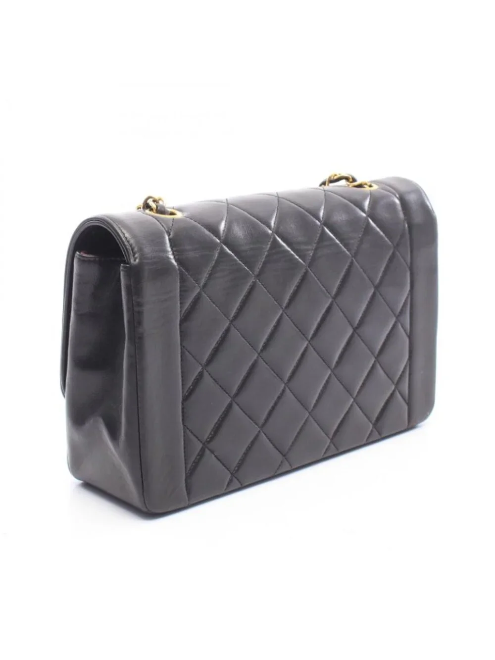 Chanel Shoulder Bag Quilted Diana Flap Black Lambskin Chain